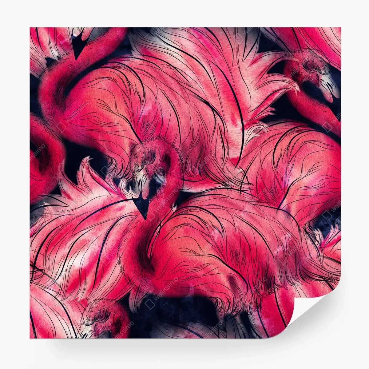 Papier peint motif aquarelle de flamants roses pour décoration murale – Wallnifity®