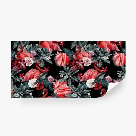 Papier peint jardin tropical aux flamants roses – Wallnifity®