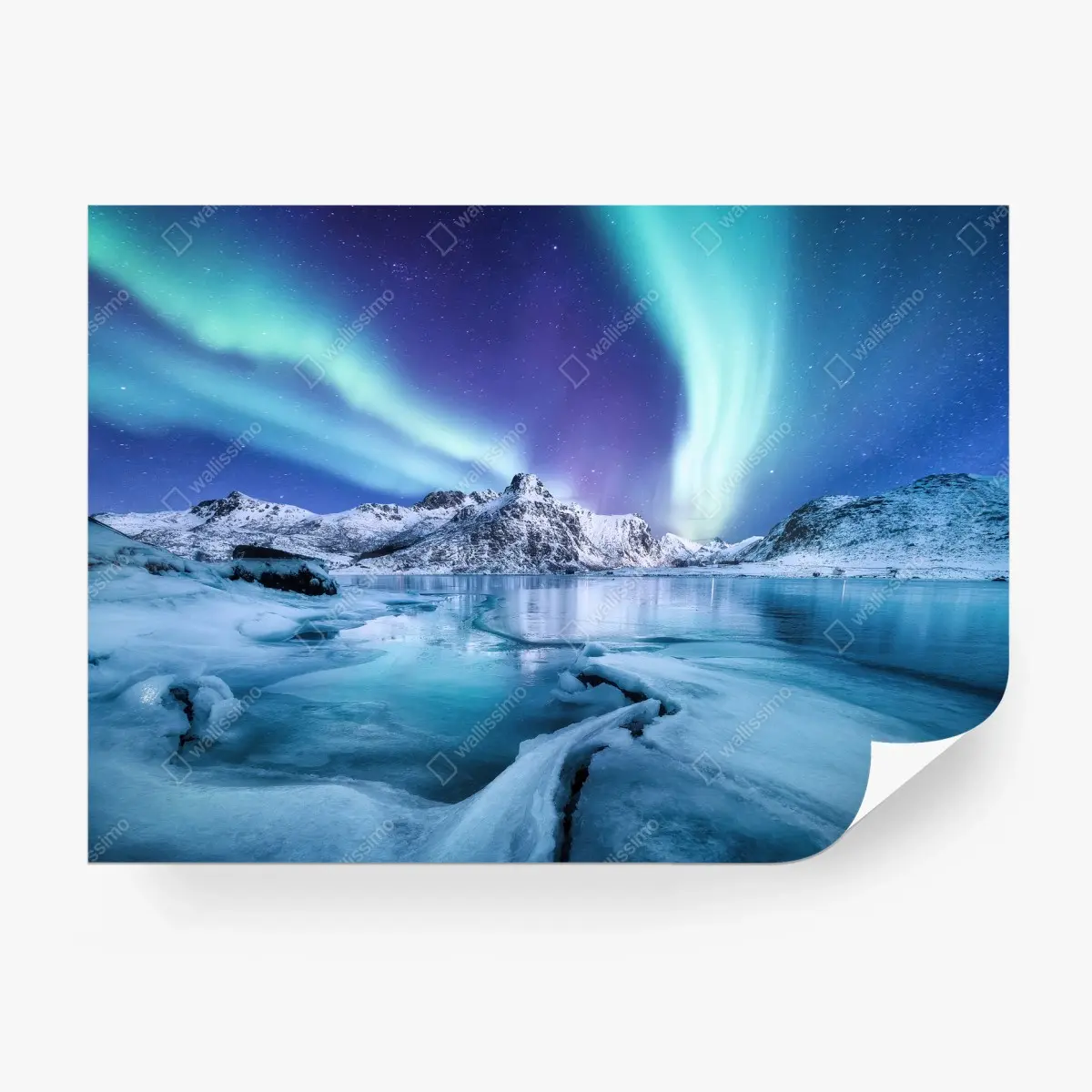 Papier peint aurores boréales aux îles Lofoten, Norvège – Wallnifity®