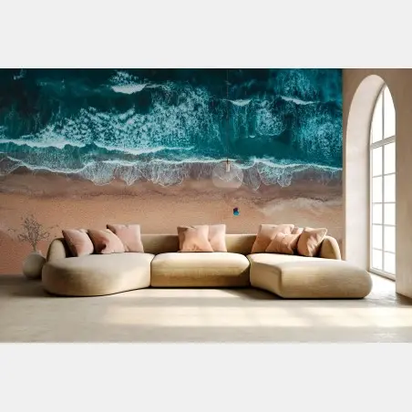 Papier peint vagues turquoises vues du ciel – Wallnifity®