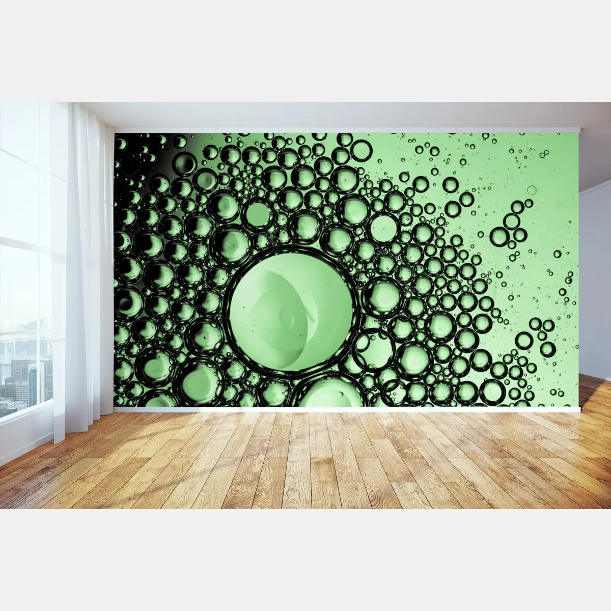 Papier peint motif de bulles vertes en gros plan – Wallnifity®