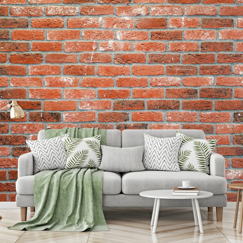 Papier peint mur de briques rouges rustique – Wallnifity®