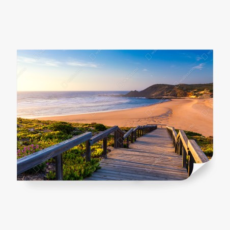 Papier peint promenade en bois vers Praia da Amoreira – Wallnifity®