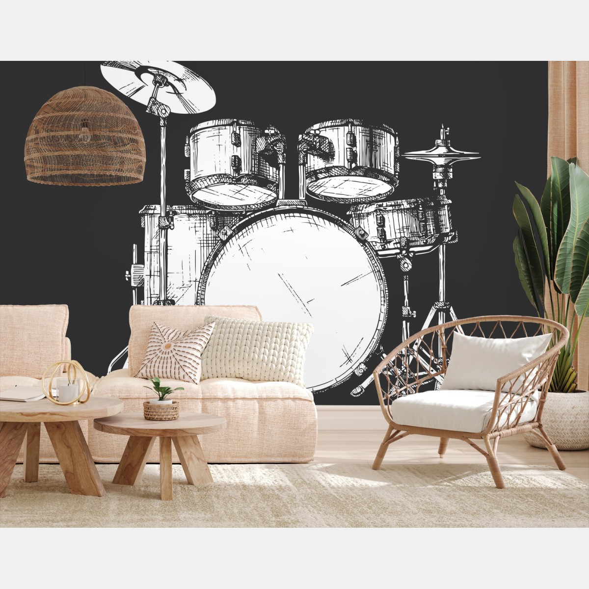 Papier peint illustration de batterie en croquis monochrome – Wallnifity® Papier peint illustration de batterie en croquis monochrome – Wallnifity®