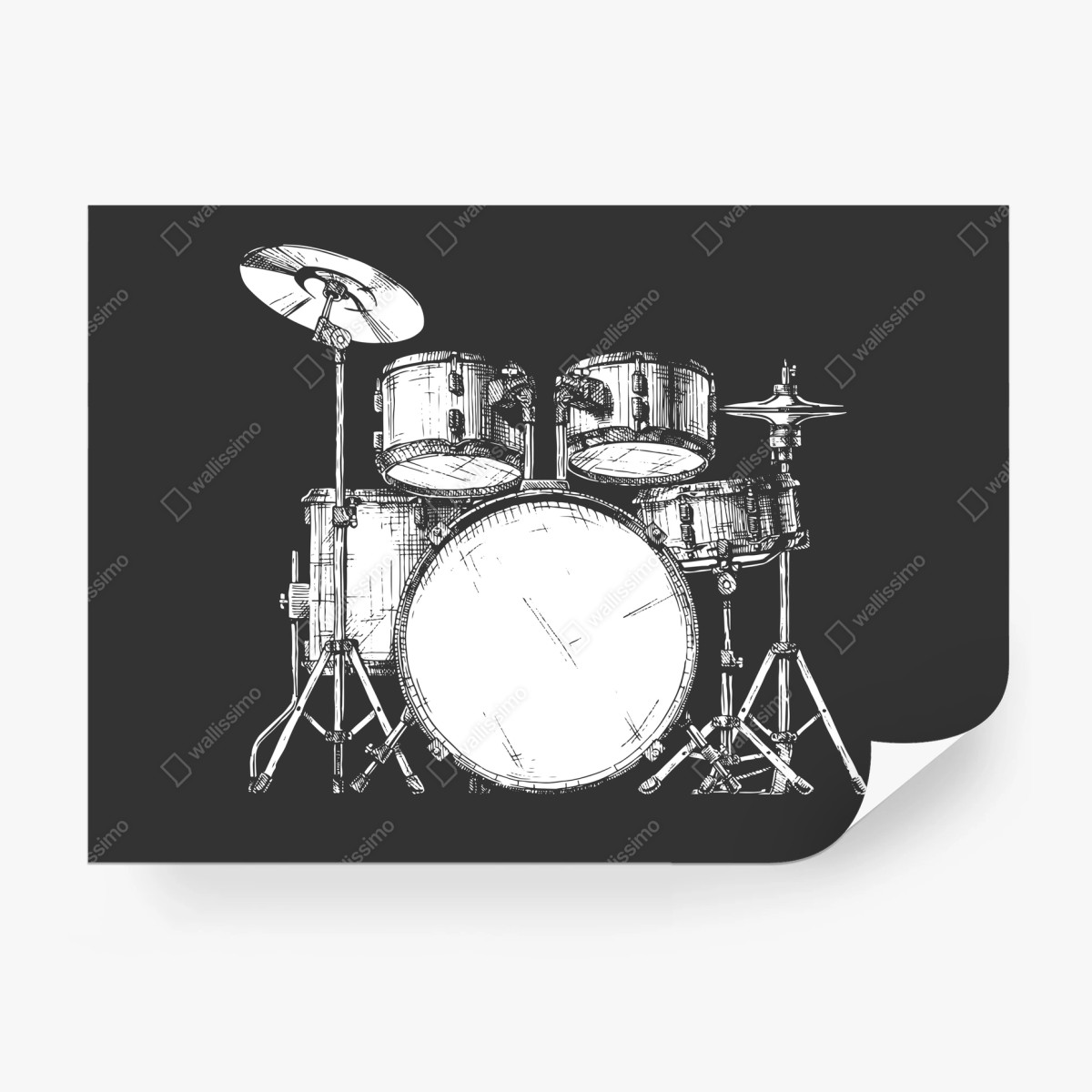 Papier peint illustration de batterie en croquis monochrome – Wallnifity® Papier peint illustration de batterie en croquis monochrome – Wallnifity®