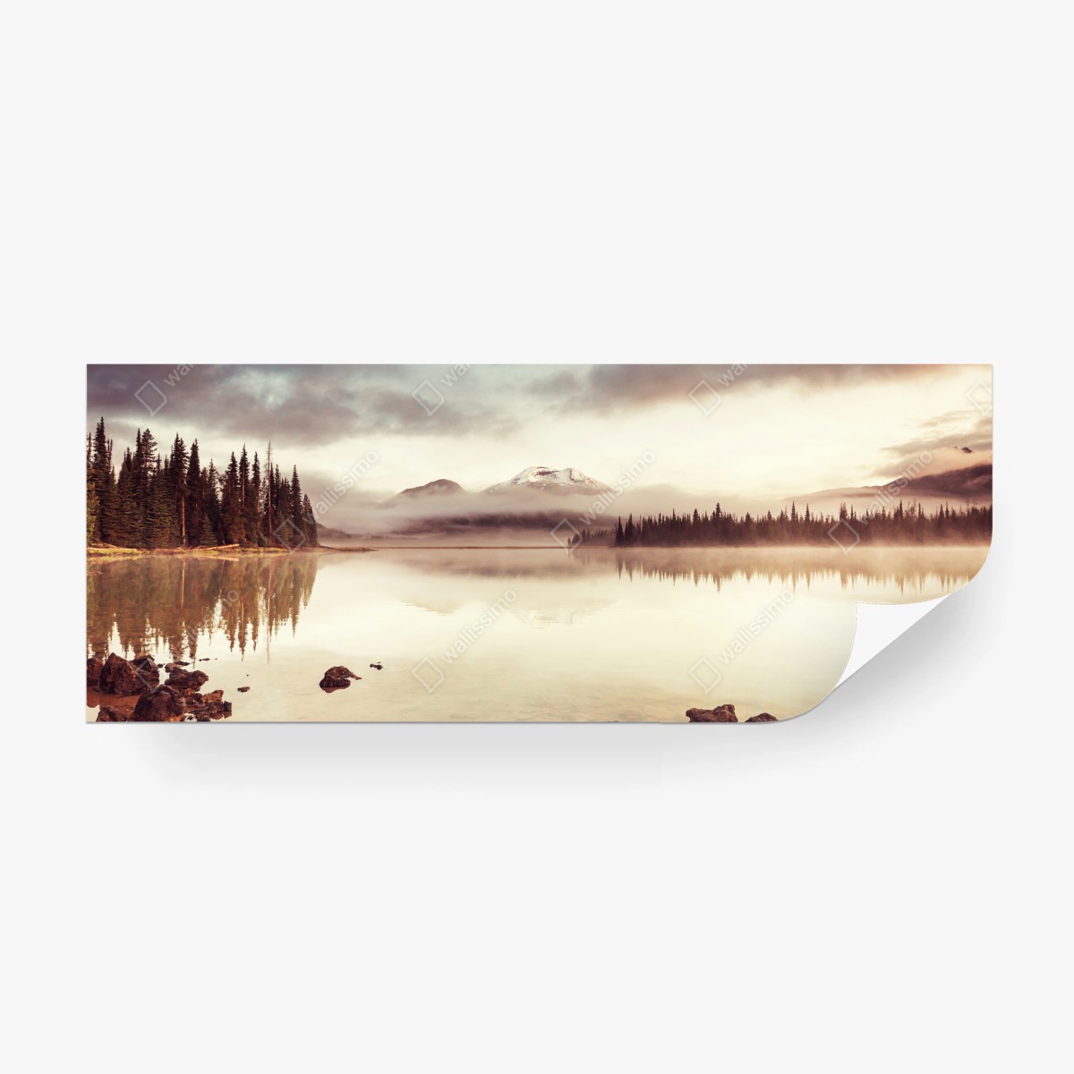 Papier peint brume matinale sur le lac dans l'Oregon – Wallnifity®