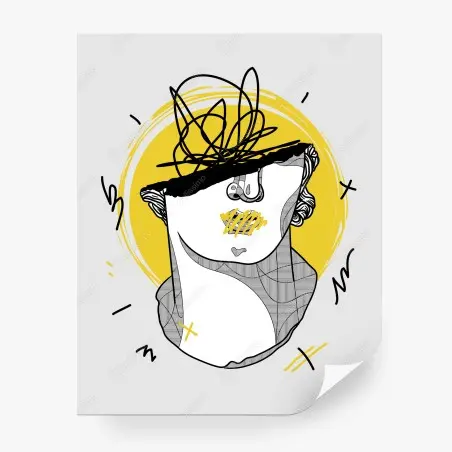 Papier peint buste antique réinventé en pop-art jaune – Wallnifity®