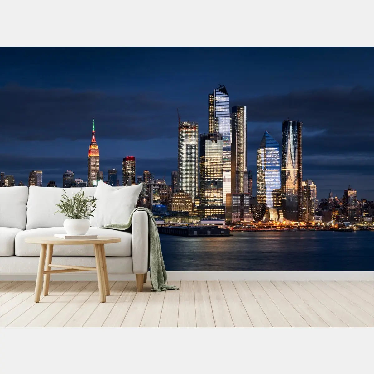 Papier peint ciel nocturne de New York, horizon de Manhattan – Wallnifity®