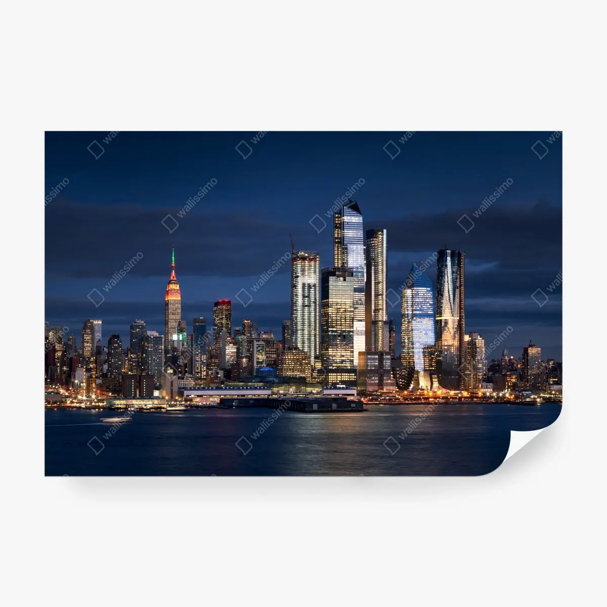 Papier peint ciel nocturne de New York, horizon de Manhattan – Wallnifity®