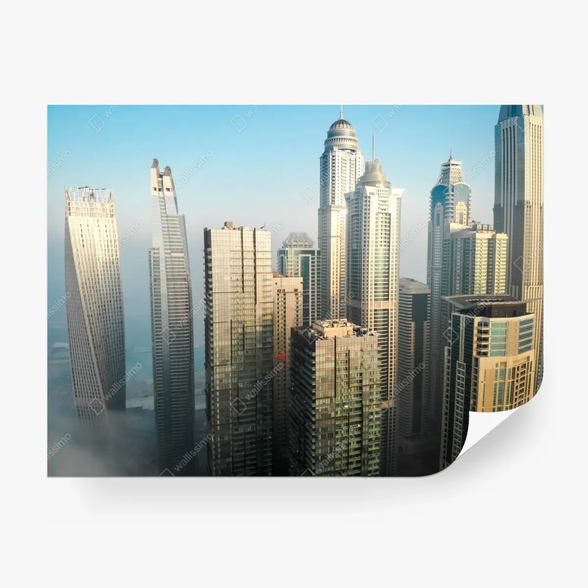 Papier peint Dubaï marina: silhouette urbaine au matin – Wallnifity®