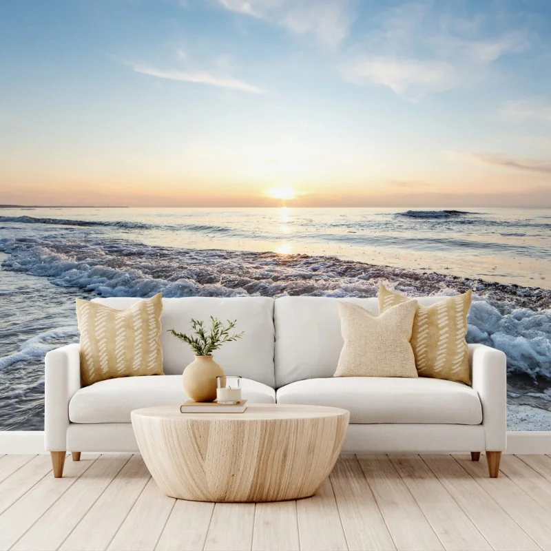 Papier peint lever de soleil sur l'océan calme – Wallnifity®