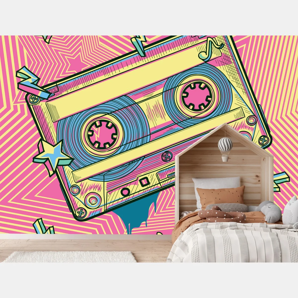 Papier peint cassette pop rétro néon – Wallnifity® Papier peint cassette pop rétro néon – Wallnifity®