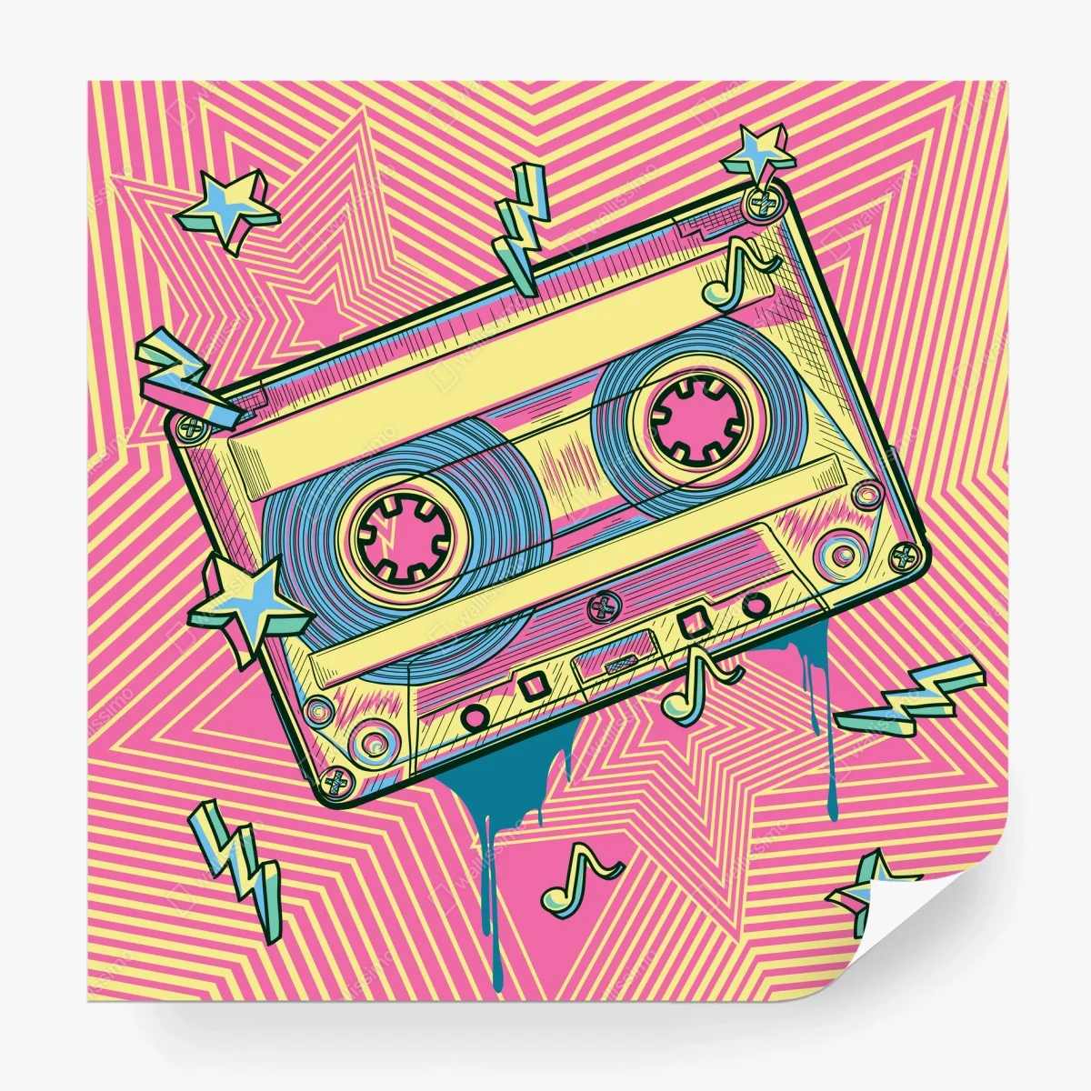 Papier peint cassette pop rétro néon – Wallnifity® Papier peint cassette pop rétro néon – Wallnifity®