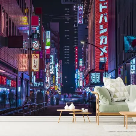 Papier peint scène nocturne aux néons de Tokyo – Wallnifity®