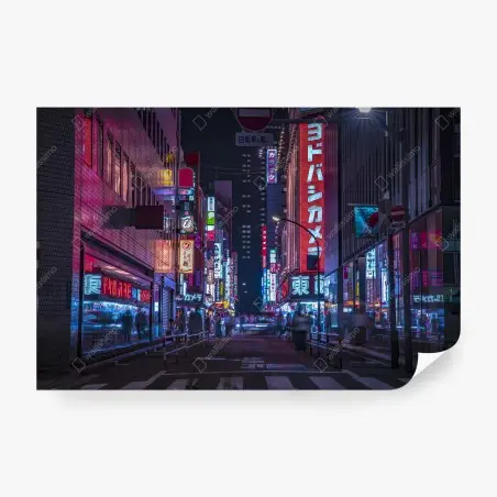 Papier peint scène nocturne aux néons de Tokyo – Wallnifity®
