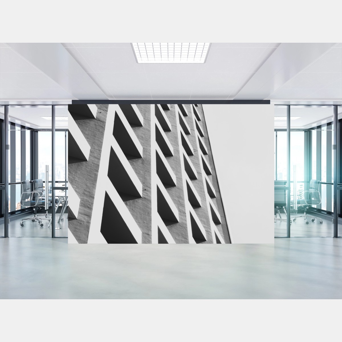 Papier peint façade géométrique minimaliste en noir et blanc – Wallnifity®