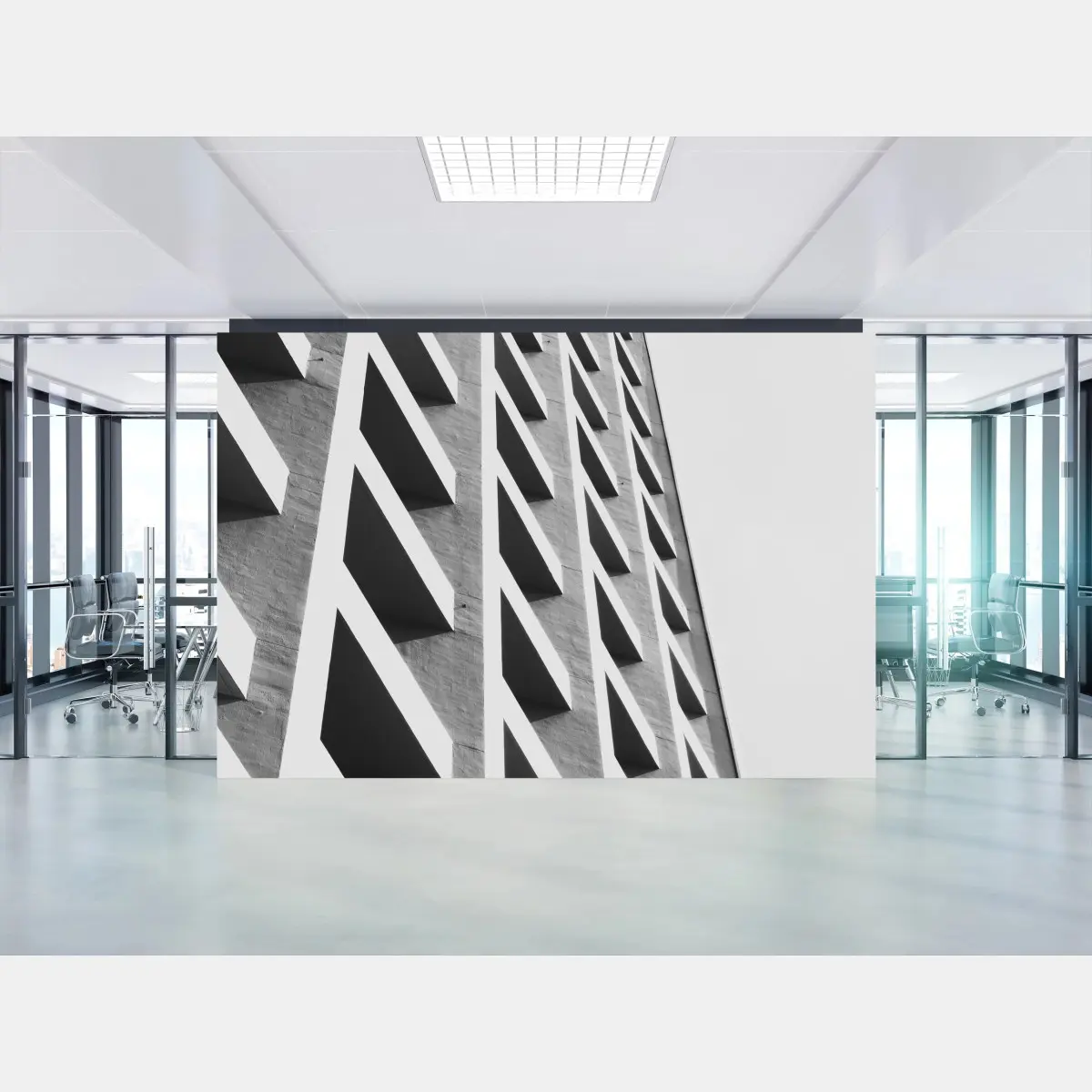 Papier peint façade géométrique minimaliste en noir et blanc – Wallnifity®