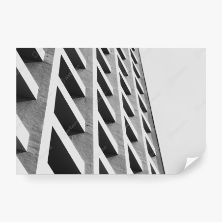 Papier peint façade géométrique minimaliste en noir et blanc – Wallnifity®