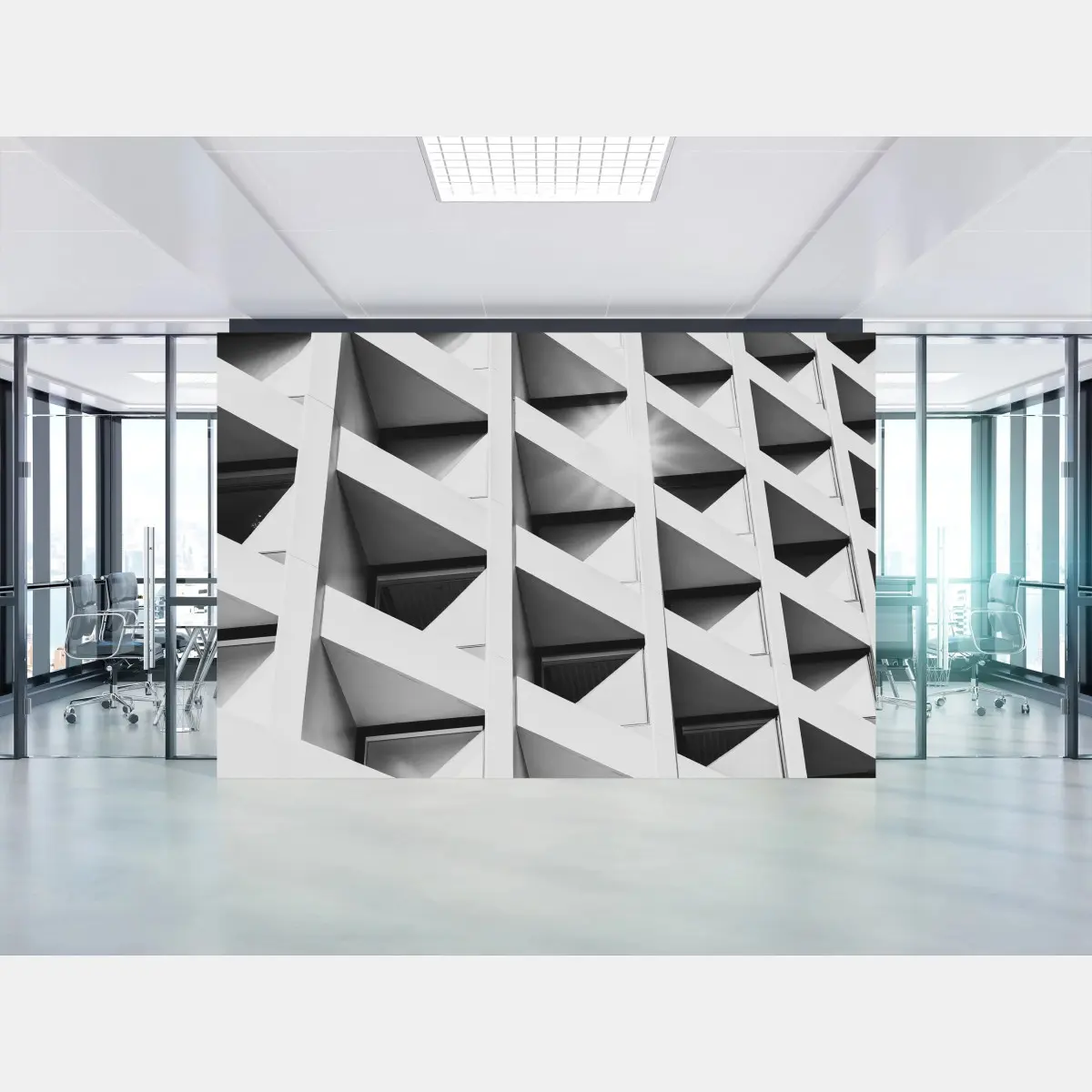Papier peint façade géométrique en noir et blanc – Wallnifity®