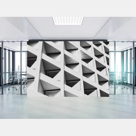 Papier peint façade géométrique en noir et blanc – Wallnifity®