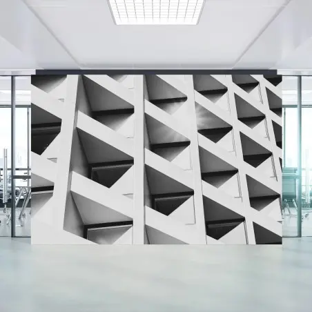 Papier peint façade géométrique en noir et blanc – Wallnifity®