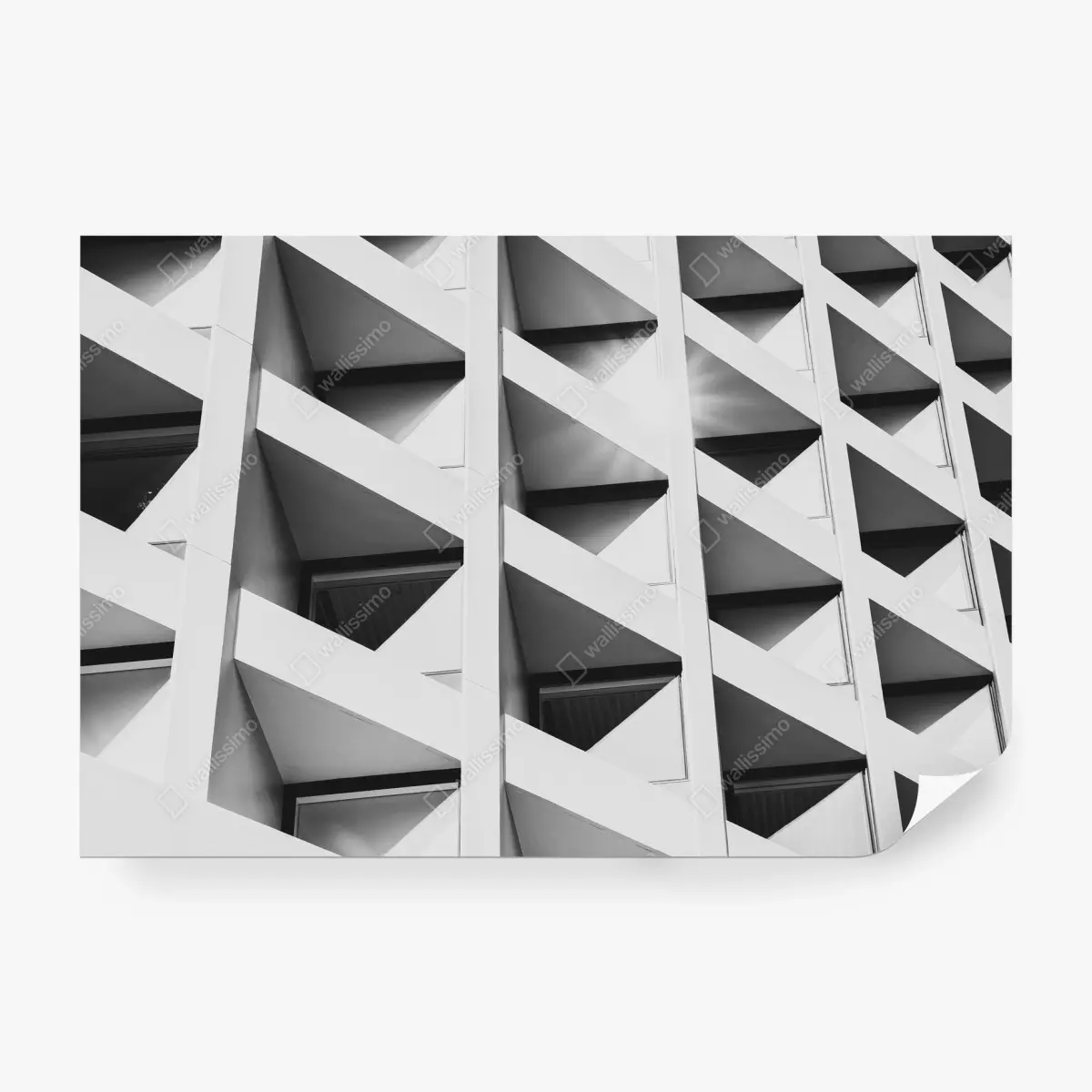 Papier peint façade géométrique en noir et blanc – Wallnifity®