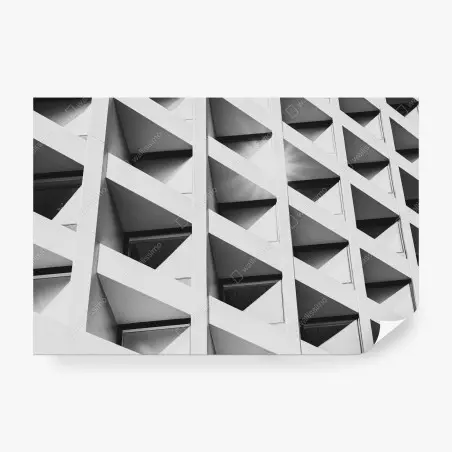 Papier peint façade géométrique en noir et blanc – Wallnifity®