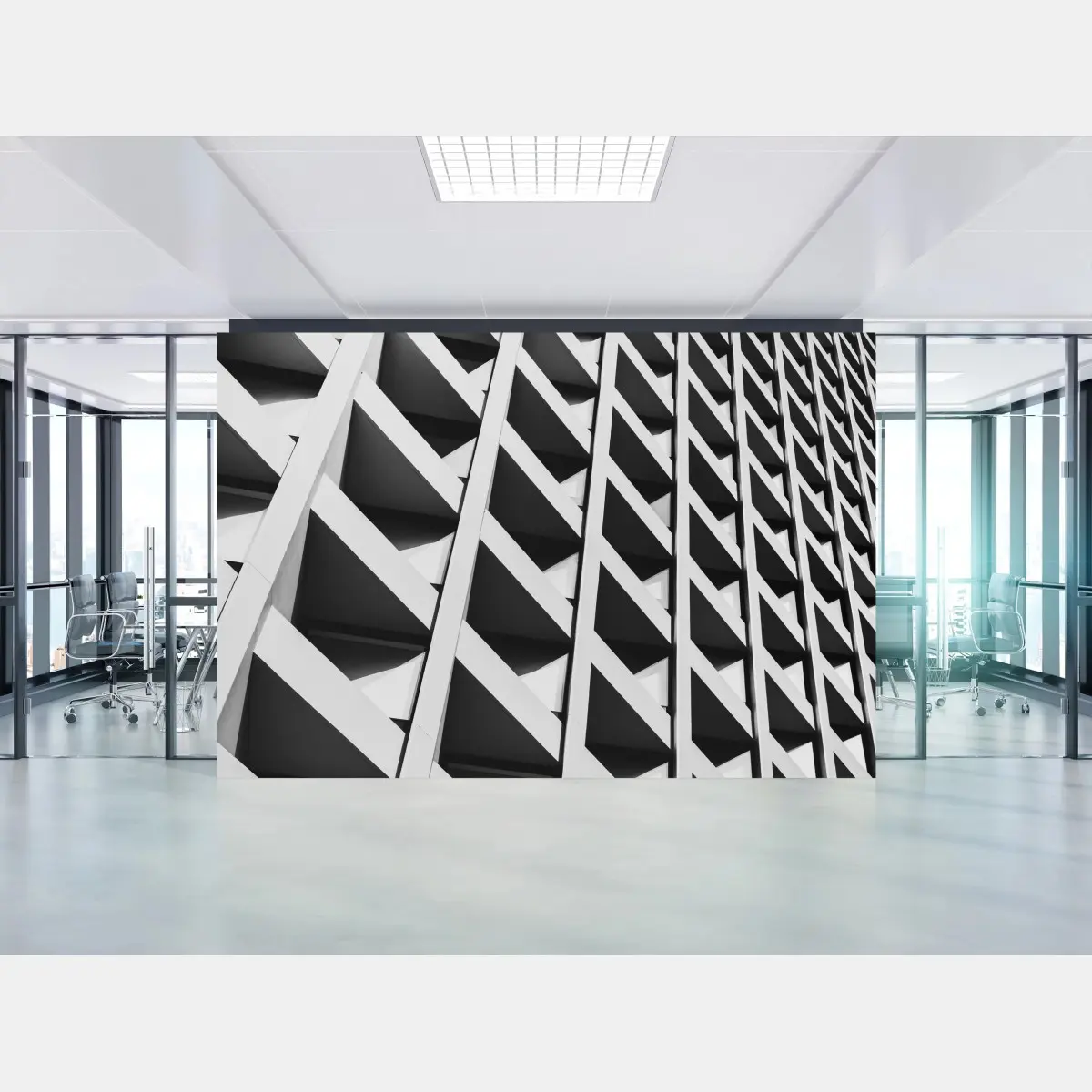 Papier peint façade géométrique en noir et blanc – Wallnifity®