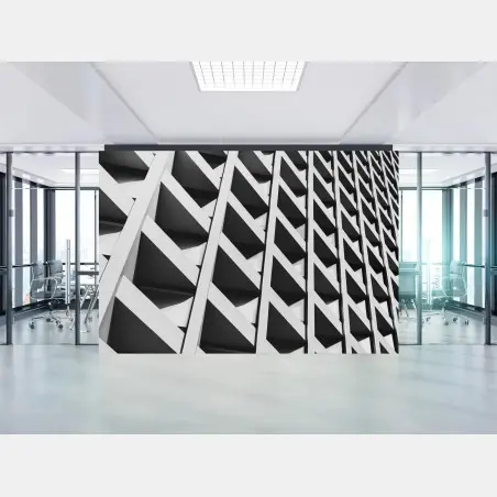 Papier peint façade géométrique en noir et blanc – Wallnifity®