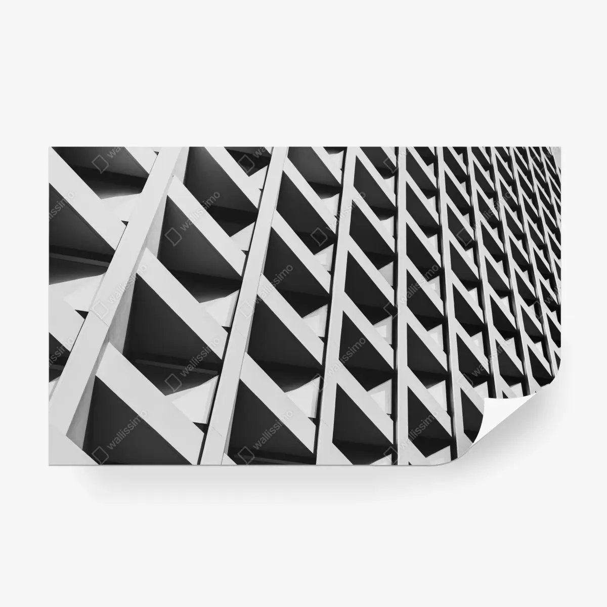 Papier peint façade géométrique en noir et blanc – Wallnifity®