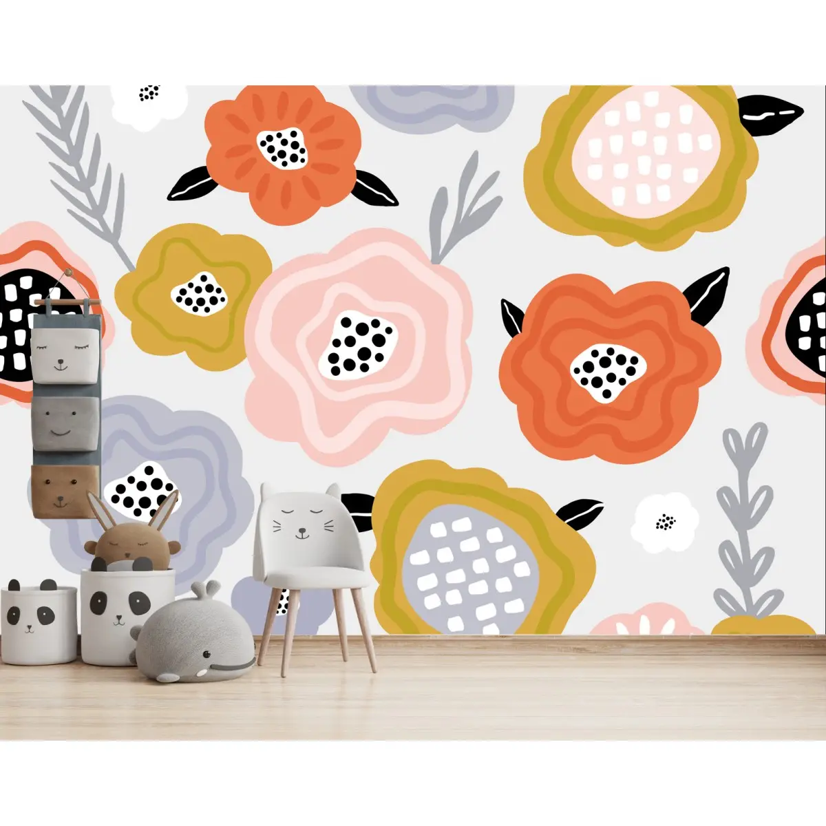 Papier peint motif floral pastel scandinave – Wallnifity®