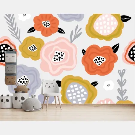 Papier peint motif floral pastel scandinave – Wallnifity®