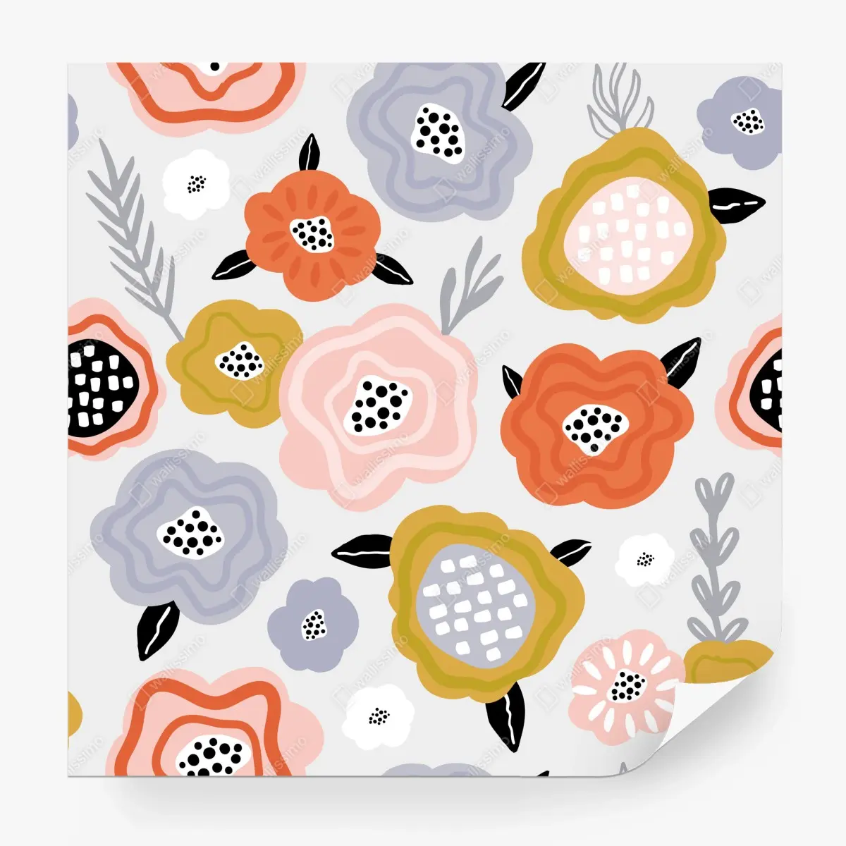 Papier peint motif floral pastel scandinave – Wallnifity®