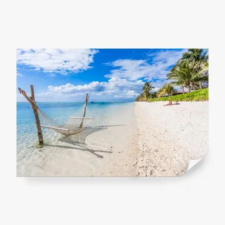 Papier peint hamac sur une plage paradisiaque – Wallnifity®