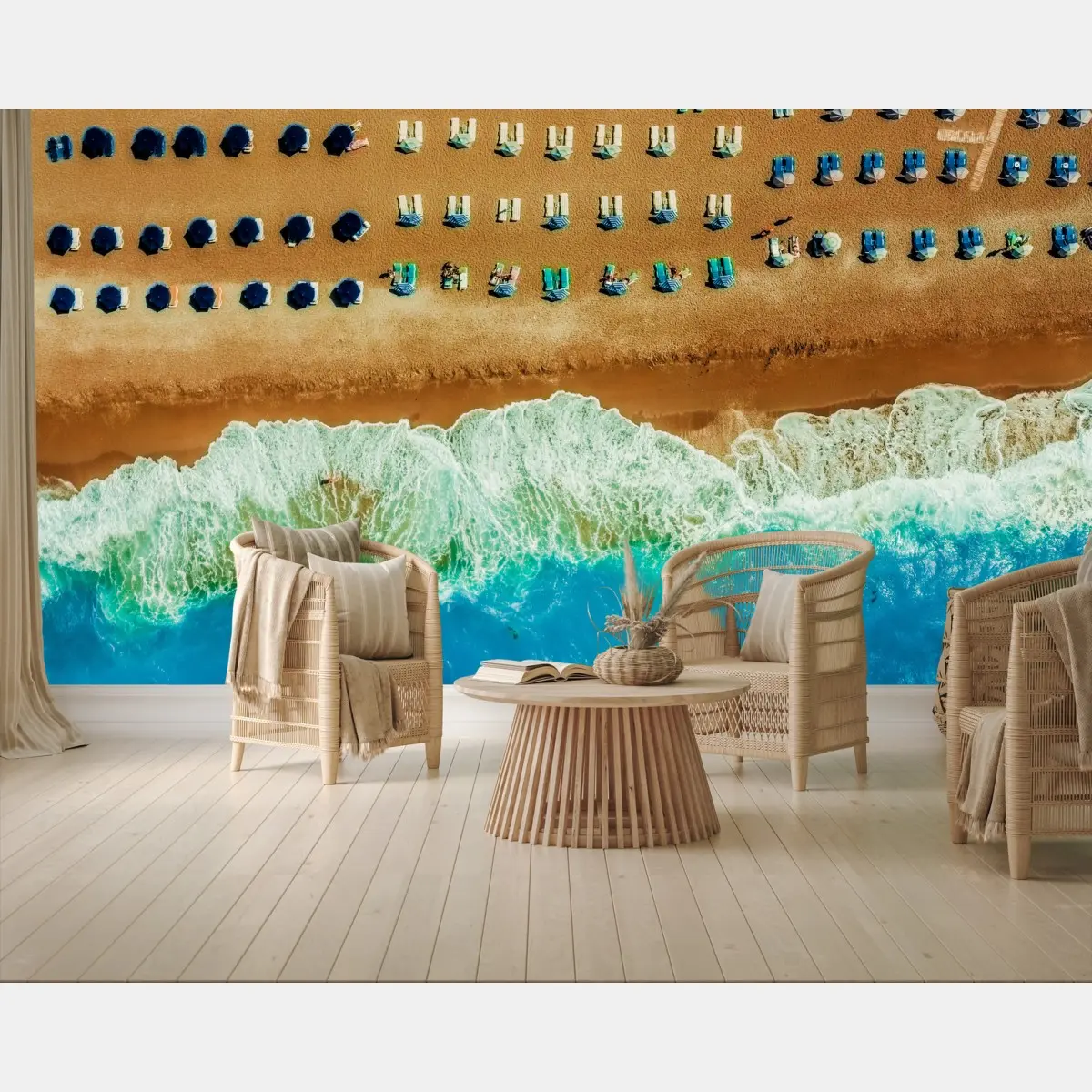 Papier peint vue aérienne d'une plage estivale – Wallnifity®