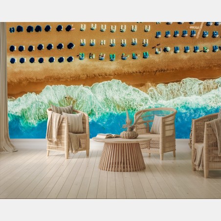 Papier peint vue aérienne d'une plage estivale – Wallnifity®