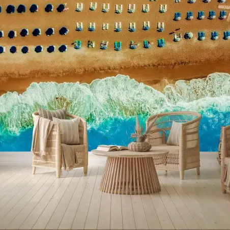 Papier peint vue aérienne d'une plage estivale – Wallnifity®