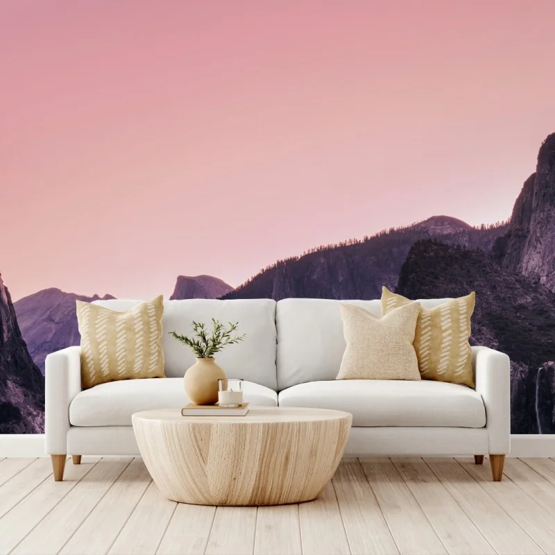 Papier peint ciel rose sur vallée rocheuse – Wallnifity® Papier peint ciel rose sur vallée rocheuse – Wallnifity®