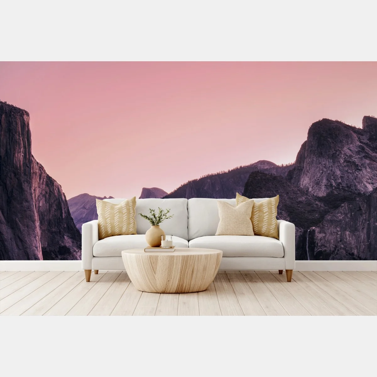 Papier peint ciel rose sur vallée rocheuse – Wallnifity® Papier peint ciel rose sur vallée rocheuse – Wallnifity®