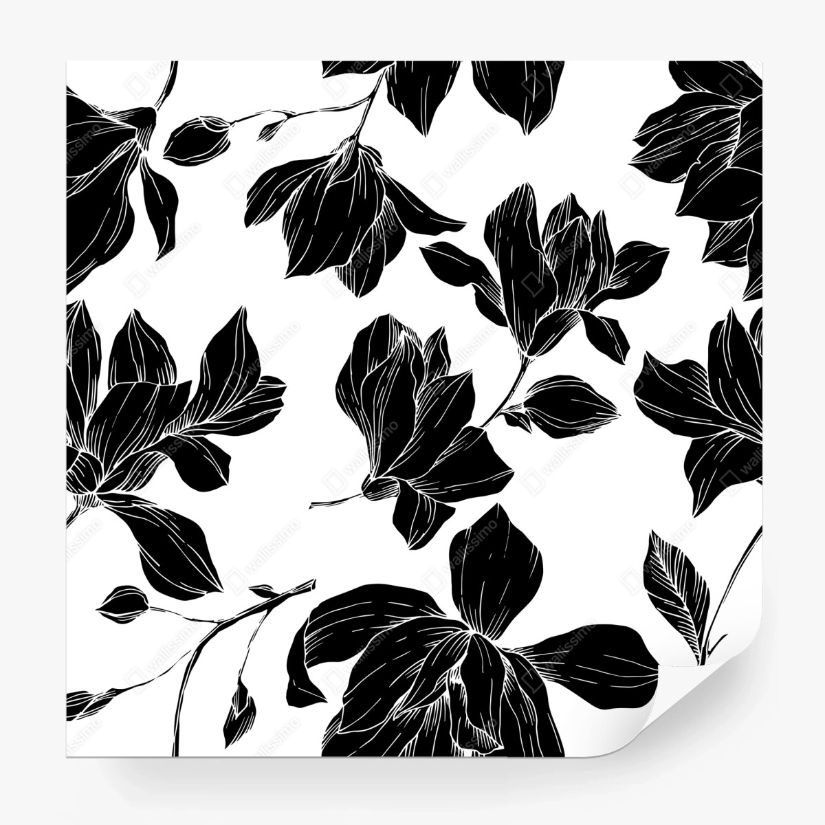 Papier peint motif floral monochrome élégant – Wallnifity®