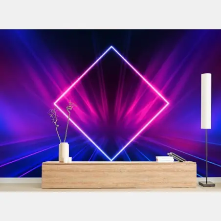 Papier peint visuel néon losange abstrait – Wallnifity®