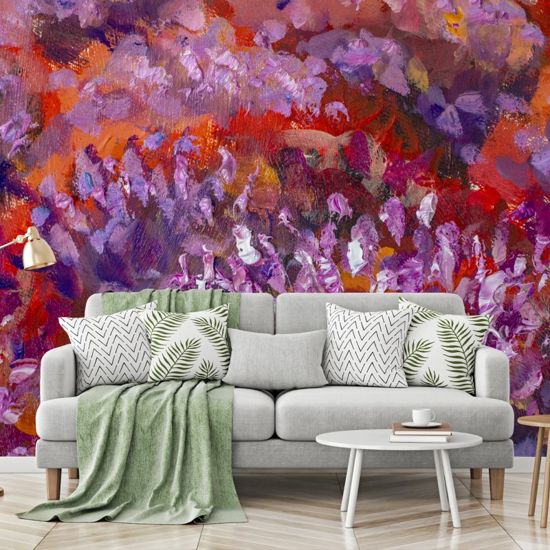 Papier peint lavandes impressionnistes en gros plan – Wallnifity® Papier peint lavandes impressionnistes en gros plan – Wallnifity®