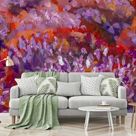 Papier peint lavandes impressionnistes en gros plan – Wallnifity®