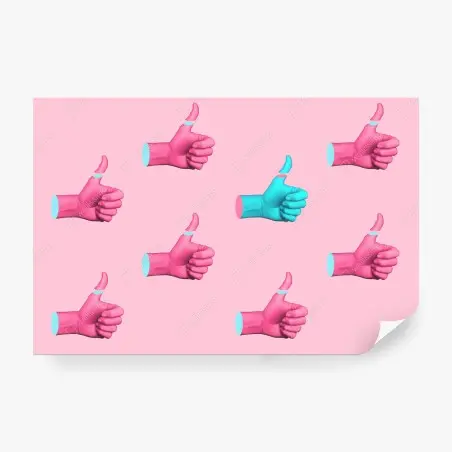 Papier peint motif pouce pop art rose et bleu – Wallnifity®