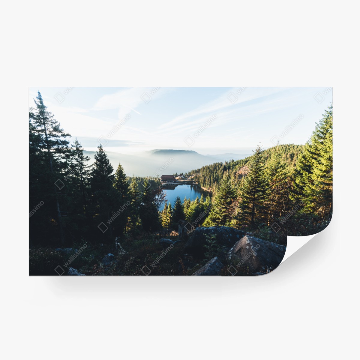 Papier peint paysage de lac de montagne au petit matin – Wallnifity® Papier peint paysage de lac de montagne au petit matin – Wallnifity®