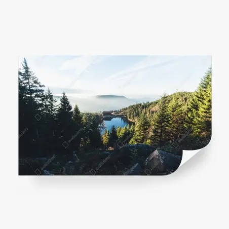 Papier peint paysage de lac de montagne au petit matin – Wallnifity®
