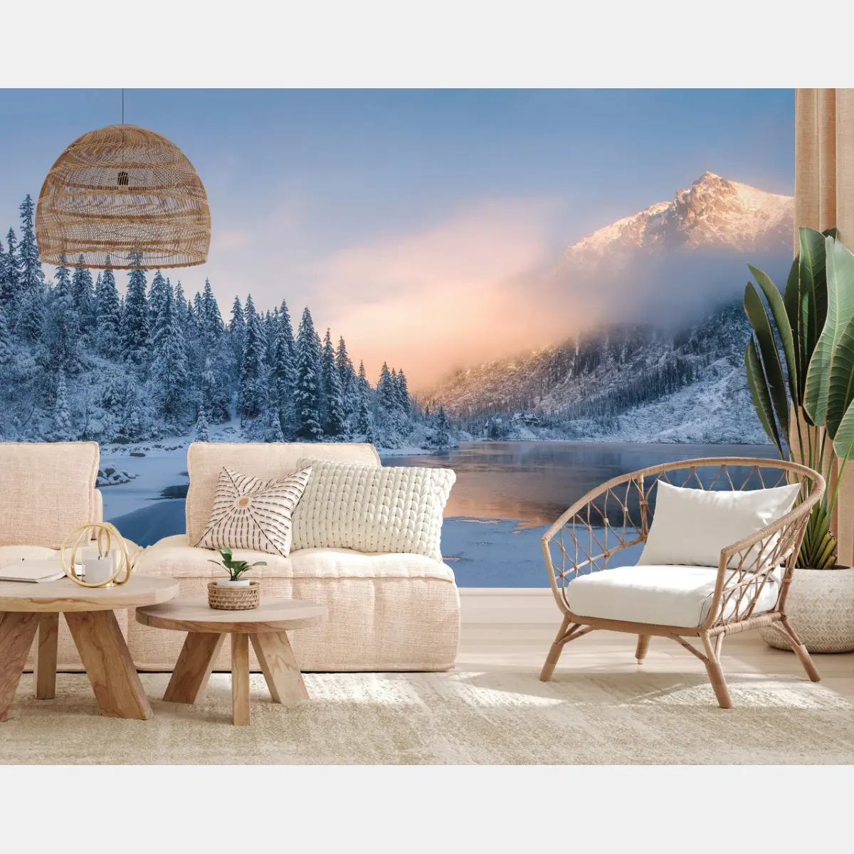 Papier peint aube hivernale sur lac gelé – Wallnifity®