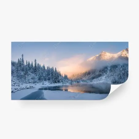 Papier peint aube hivernale sur lac gelé – Wallnifity®