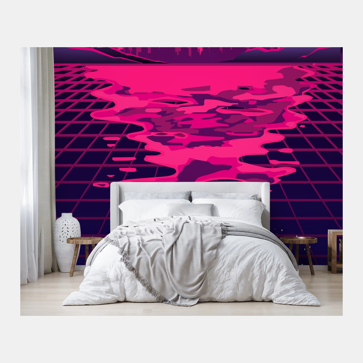 Papier peint paysage rétro-futuriste synthwave – Wallnifity®