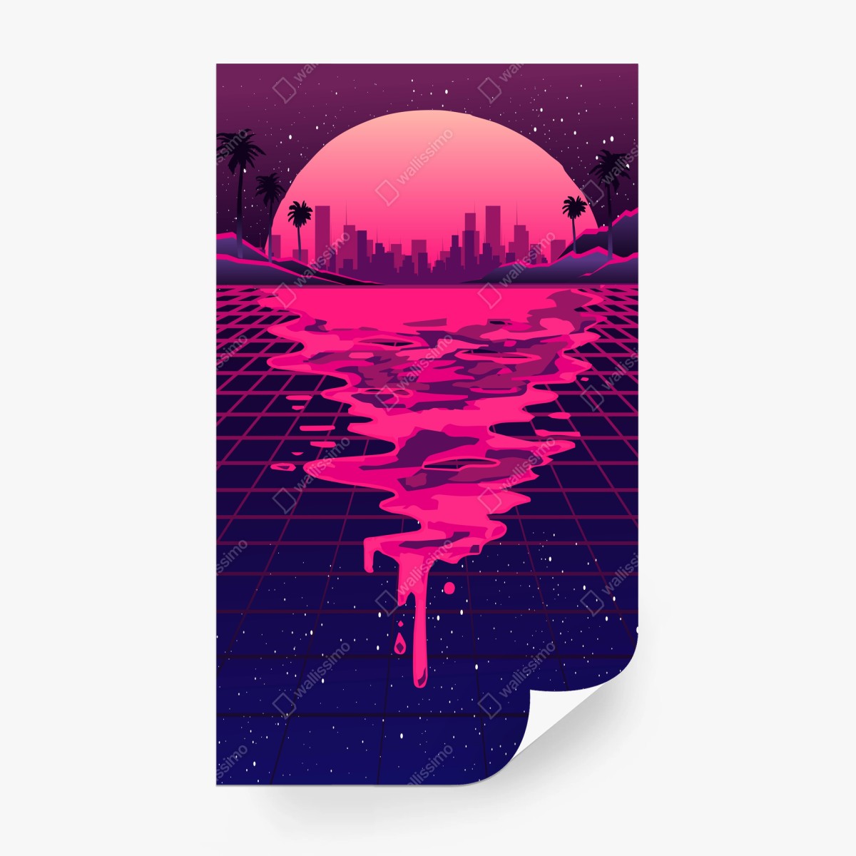Papier peint paysage rétro-futuriste synthwave – Wallnifity®